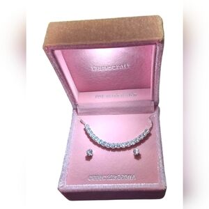 Silver Necklace and Earring Set Cubic Zirconia Set Box With Light